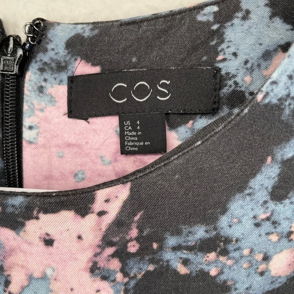 COS Women's Paint Splatter Dress Black/Blue/Purple Long Sleeve W/ Pockets Size 4 - Picture 4 of 5